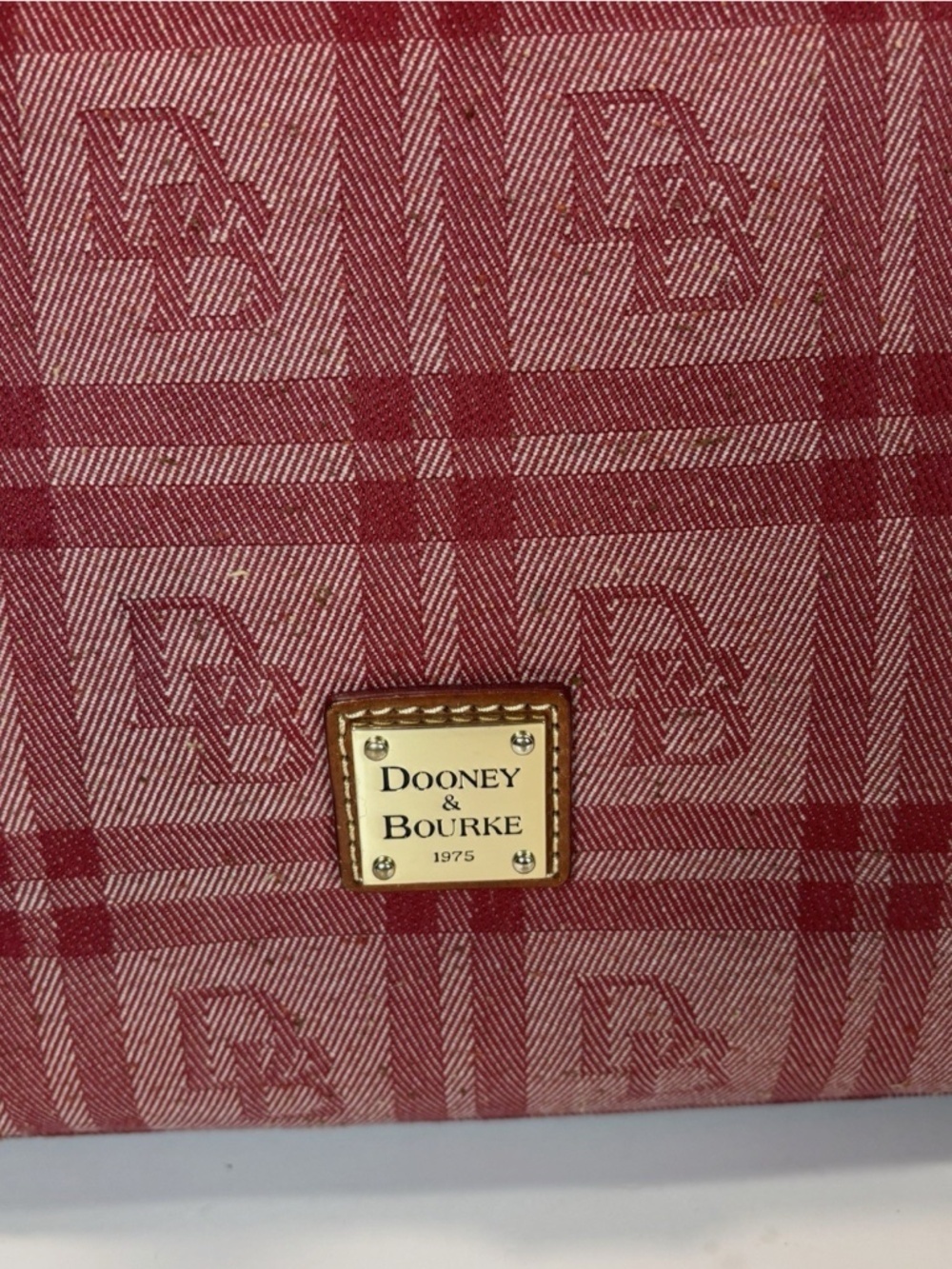 Dooney And Bourke Red Plaid Canvas Signature Large Tote/Red Leather Zip Wallet - Picture 4 of 16